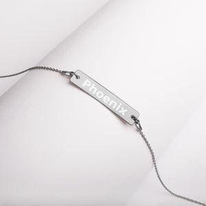 "Phoenix" Engraved Silver Bar Chain Necklace